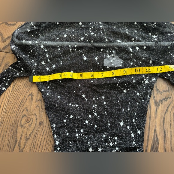 BNWT Stretch Women's Mesh Sheer Starry Top, Black/White - Picture 8 of 8